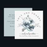 Festive Florals Thank You Names Wedding Note Card<br><div class="desc">Festive Dusty Blue Florals Thank You Names Wedding. Modern Watercolor Festive Florals design to say Thank You After your wedding Thank you is curved at the top and your names are in an elegant script.  On the back personalise with your message of thanks.</div>