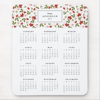 Festive Florals Yearly Calendar Mousepad