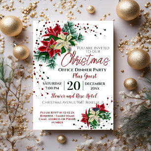 Festive Flower Company Office Christmas Party Invitation