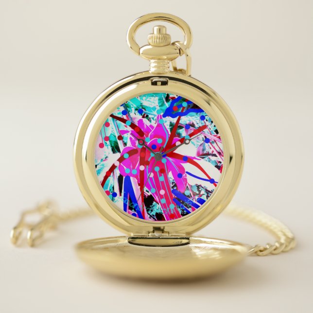 FESTIVE FLOWER GOLD or SILVER WATCH Pocket Watch (Inside)