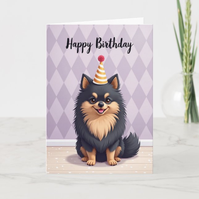 Festive Fluffy Dog Card (Front)