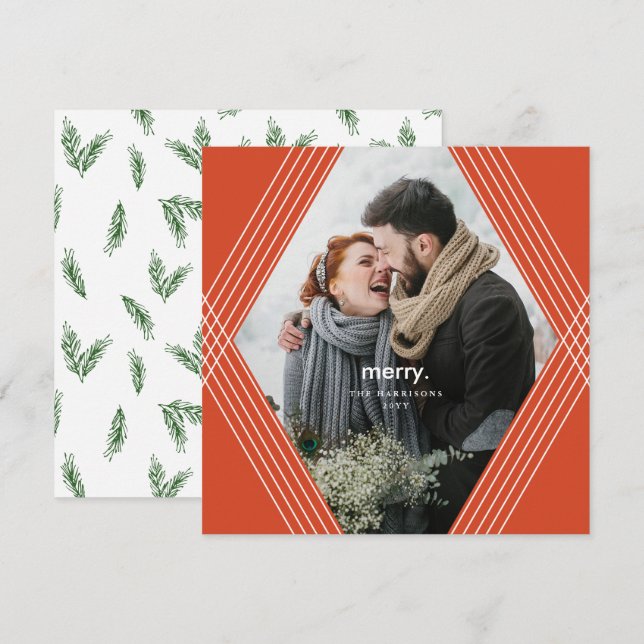 Festive Focus | Horizontal Orange | Photo Holiday Card (Front/Back)