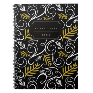Festive Foliage Art Deco Gold Vintage Chic Holiday Notebook