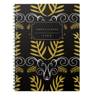 Festive Foliage Art Deco Gold Vintage Chic Holiday Notebook