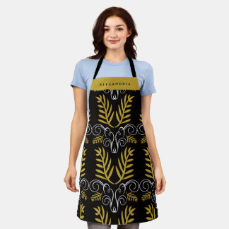 Festive Foliage Art Deco Pattern Vintage Holiday Apron