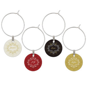 Festive Foliage Art Deco Vintage Elegant Holiday Wine Charm