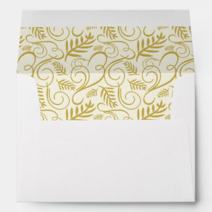 Festive Foliage Deco Frame Gold Holiday Envelope