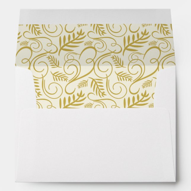 Festive Foliage Deco Frame Gold Holiday Envelope (Back (Bottom))