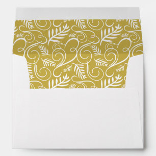 Festive Foliage Deco Frame Gold Holiday Envelope