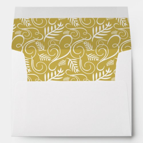 Festive Foliage Deco Frame Gold Holiday Envelope