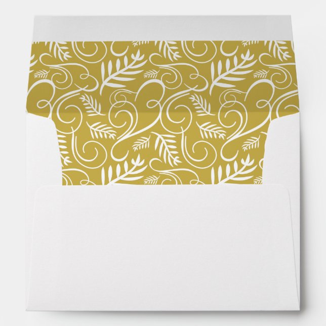Festive Foliage Deco Frame Gold Holiday Envelope (Back (Bottom))