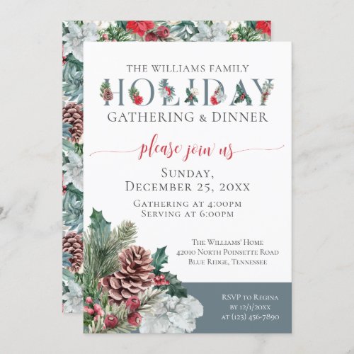 Festive Foliage Family Holiday Dinner Invitation