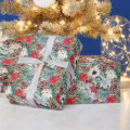 Festive Foliage Floral Christmas Holiday Pattern Wrapping Paper | Zazzle