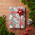 Festive Foliage Floral Christmas Holiday Pattern Wrapping Paper | Zazzle