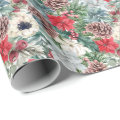 Festive Foliage Floral Christmas Holiday Pattern Wrapping Paper | Zazzle