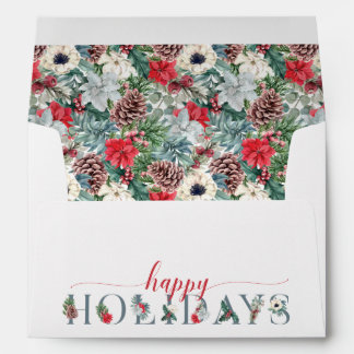 Festive Foliage Floral Happy Holidays Pattern Envelope