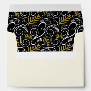 Festive Foliage Gold Art Deco Vintage Chic Holiday Envelope