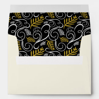 Festive Foliage Gold Art Deco Vintage Chic Holiday Envelope