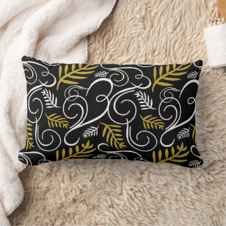 Festive Foliage Gold Art Deco Vintage Chic Holiday Lumbar Pillow