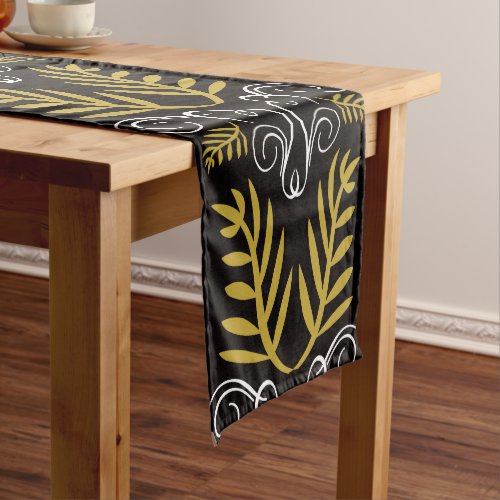 Festive Foliage Gold Art Deco Vintage Chic Holiday Short Table Runner