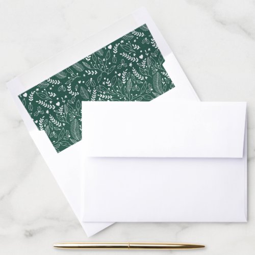 Festive Foliage  Green Holiday Envelope Liner