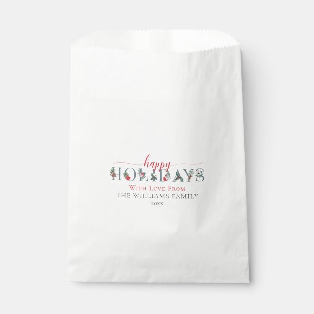 Festive Foliage Happy Holidays Cookies Treat Gift Favor Bag (Front)