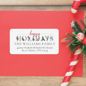 Festive Foliage Happy Holidays Return Address Label