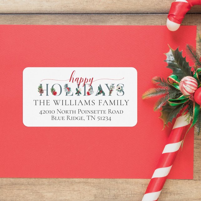 Festive Foliage Happy Holidays Return Address Label (Creator Uploaded)