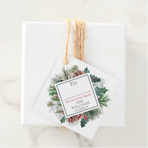 Festive Foliage Holiday Floral To / From Gift Favor Tags