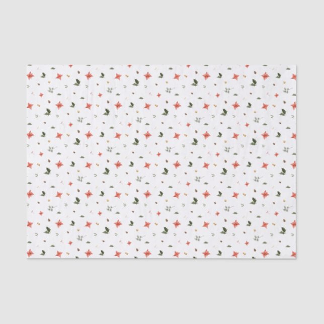 Festive Foliage Holiday Pattern Tissue Paper (Front)