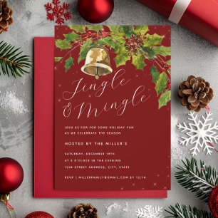 Festive Foliage Jingle Mingle Christmas Party Invitation