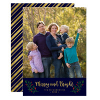 Festive Foliage Merry and Bright Holiday Photo Card