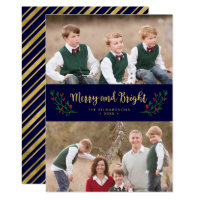 Festive Foliage Merry and Bright Holiday Photo Card