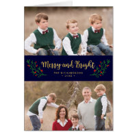 Festive Foliage Merry and Bright Holiday Photo Card