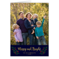 Festive Foliage Merry and Bright Holiday Photo Card