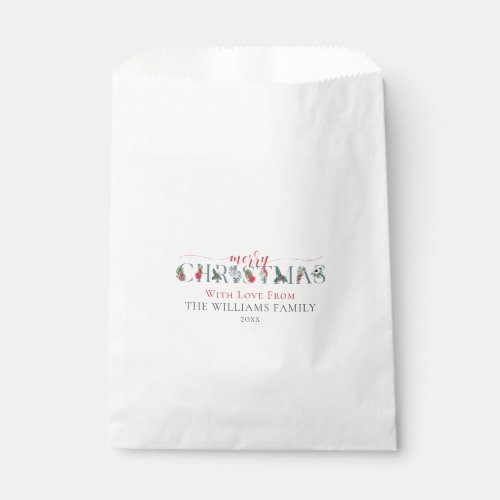 Festive Foliage Merry Christmas Cookies Treat Gift Favor Bag