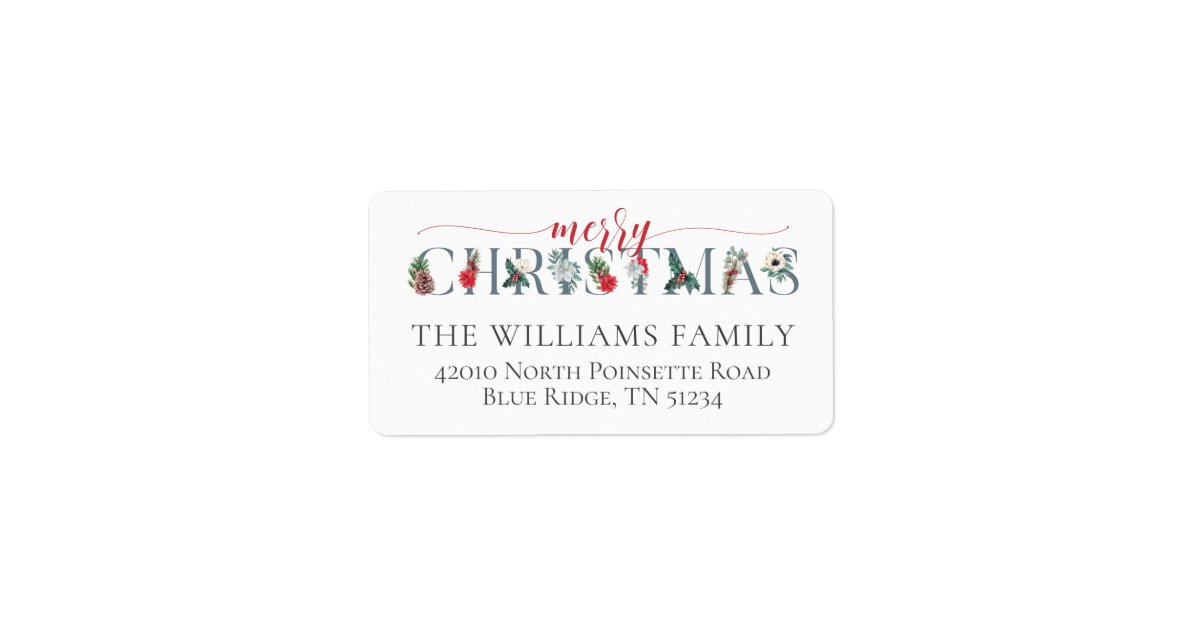 Festive Foliage Merry Christmas Return Address Label | Zazzle