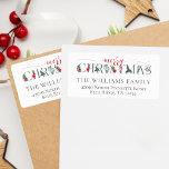 Festive Foliage Merry Christmas Return Address Label<br><div class="desc">Deck the halls with traditional Christmas foliage for your personalized holiday correspondence! Bright red poinsettias, holly berries and pine cones lend colorful woodland flair in an elegantly rustic watercolor style. This classic Christmas design features sweet floral accents adorning each letter, paired with a playful script font. Matches perfectly to the...</div>