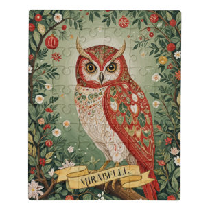 Festive Foliage Owl Personalized Jigsaw Puzzle
