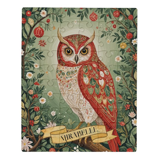 Festive Foliage Owl Personalized Jigsaw Puzzle (Puzzle Vertical)