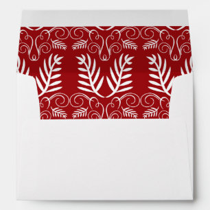 Festive Foliage Vintage Art Deco Frame Red Holiday Envelope