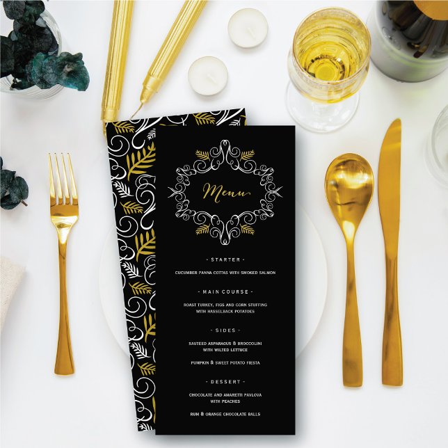 Festive Foliage Vintage Deco Frame Holiday Party Menu (Creator Uploaded)