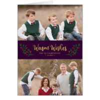 Festive Foliage Warm Wishes Holiday Photo Card