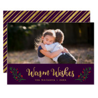 Festive Foliage Warm Wishes Holiday Photo Card