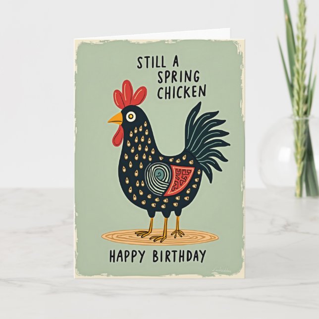 Festive Folk Art Bird Card (Front)