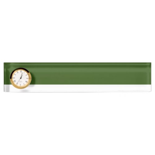 Festive Forest Green Top White Base Stripe Clock Desk Name Plate