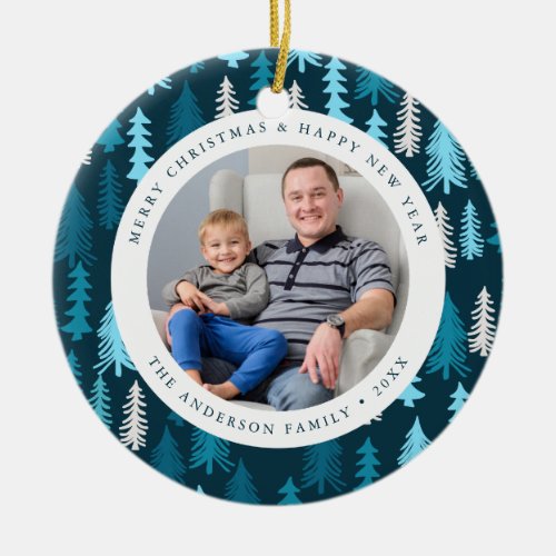 Festive Forest  Holiday Photo Ceramic Ornament