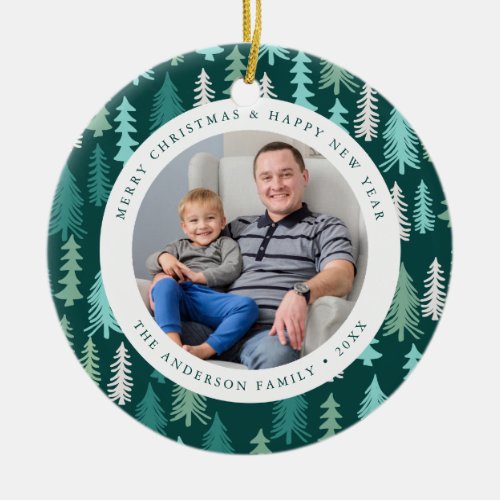 Festive Forest  Holiday Photo Ceramic Ornament