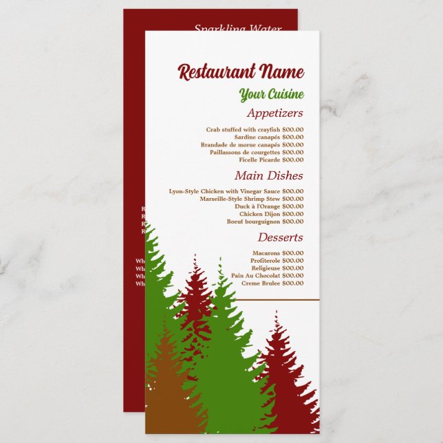 Festive Forest, Restaurant Slimline Menu (Front/Back)