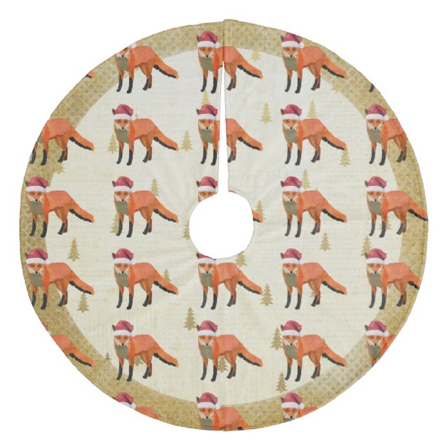 Festive Fox Christmas Tree Skirt (Front)